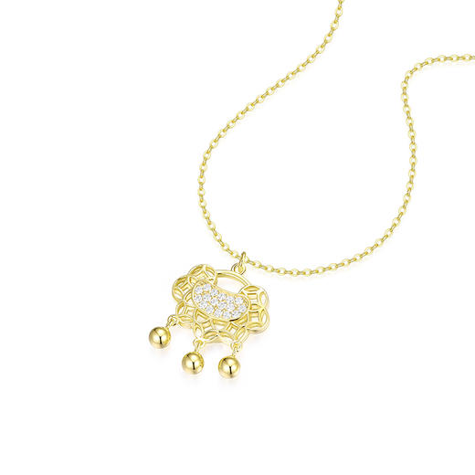 卡蒂罗/KADER 如意福牌系列 铜钱平安锁项链 925银新中式灵动可爱国潮风镂空设计可调节锁骨链 古典百搭吉祥平安 商品图1