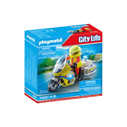 德国 Playmobil摩比世界 带闪光灯的救援摩托车 -PM71205 商品图0