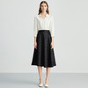 EITIE爱特爱中式盘扣缎面暗纹黑色高腰伞裙过膝半身裙秋新款C2406406 商品缩略图1