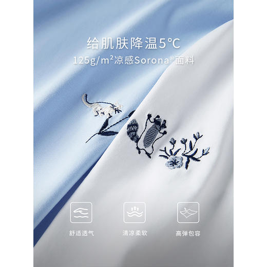 【专属特价】熙世界欧根纱V领短袖T恤2025夏季新款宽松休闲减龄刺绣凉感上衣 商品图3