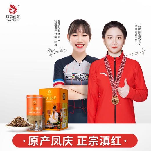 凤牌茶叶 红茶 云南凤庆滇工夫金芽红茶100g精致礼盒夜宴图 商品图0