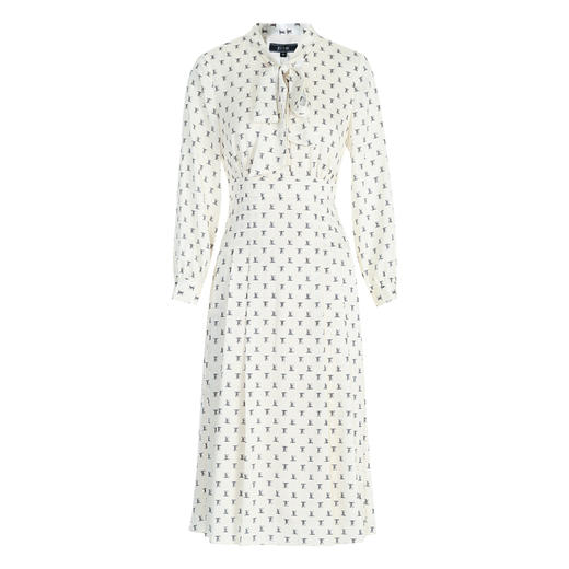 EITIE爱特爱气质复古通勤飘带V领字母印花显瘦连衣裙秋新款C2407410 商品图5