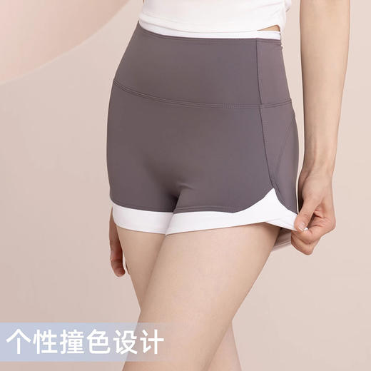 【限时秒】YOGACODE【火树银花系列】2024 紧身高腰裸感瑜伽短裤女美臀运动短裤三分裤 DSS556 商品图3
