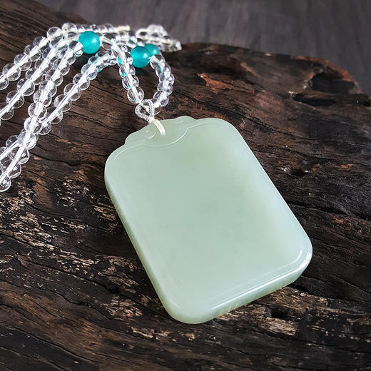 【天然正品】天然青海料平安无事牌和田玉（吉祥、如意）吊坠项链现售价：980！特价 230524NJ18 商品图1