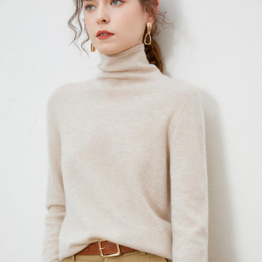 堆领螺纹纯羊毛打底衫 | 100%羊毛 无缝一线成衣 面料柔软不扎配色温柔百搭 轻盈透气舒适保暖细腻亲肤 商品图5