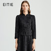 EITIE爱特爱清冷感黑色中式立领不对称暗纹衬衫上衣秋季新款C2413412 商品缩略图0