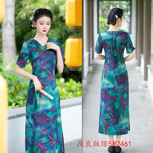 改良长款低领，中老年日常旗袍裙GX-582461 商品图2