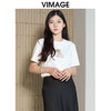 VIMAGE纬漫纪简约百搭白色印花棉感舒适正肩直筒T恤夏季新款VB2402302 商品缩略图1
