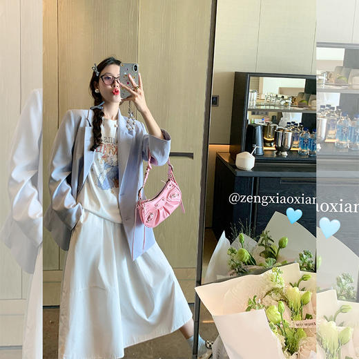 <曾小咸推荐> 气质蓝色西装外套女新款小个子宽松百搭外穿上衣  商品图1