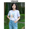 VIMAGE纬漫纪舒适纯棉百搭正肩直筒显瘦印花T恤上衣夏季新款VB2402304 商品缩略图0