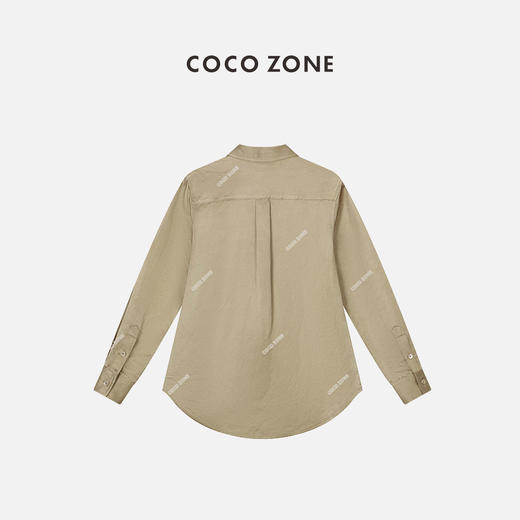 COCOZONE 复古系翻领气质长袖毛呢口袋衬衫春季23C19147 商品图1