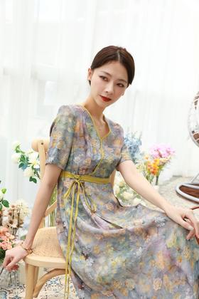 ELLA JADE 复古中国风系带碎花连衣裙 13065