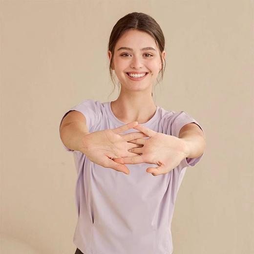 跃牌【瑜见伽人系列】 2024春夏收褶宽松蝙蝠袖圆领短袖T恤健身跑步瑜伽服运动短袖上衣YT3092 商品图1