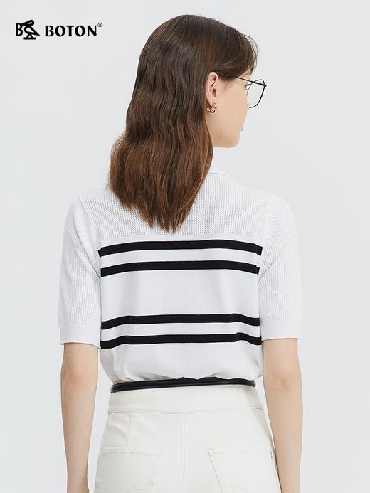 波顿女士春夏条纹T恤针织polo衫美式休闲高端短袖上衣LU108224 商品图2