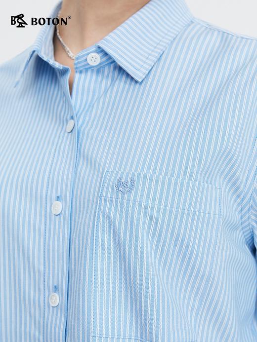 波顿女士春夏经典蓝白色条纹衬衫美式休闲高端衬衣LS003124 商品图3