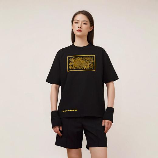 深山集市国潮民族风刺绣重磅短袖时尚情侣款宽松圆领中国风T恤 商品图0