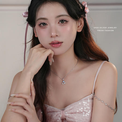 【冰雪奇缘】S925银幻彩锆石雪花项链【YXS-YA0415】 商品图3