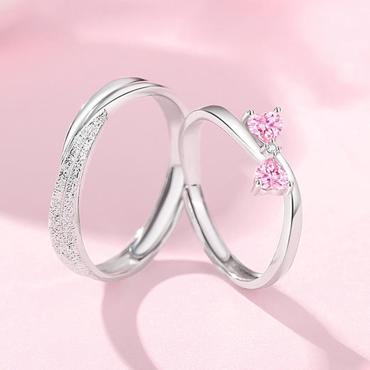 卡蒂罗/KADER 莫比乌斯系列 同心奔赴情侣对戒 925银经典粉色蝴蝶结可爱元气开口可调节一对 甜美浪漫 情人节送女友 商品图4