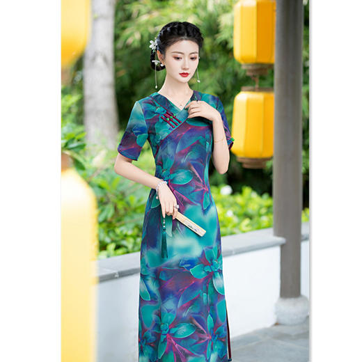 改良长款低领，中老年日常旗袍裙GX-582461 商品图1