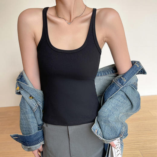 纯棉大码针织小吊带打底内搭春夏白色工字背心女辣妹修身性感上衣 商品图2
