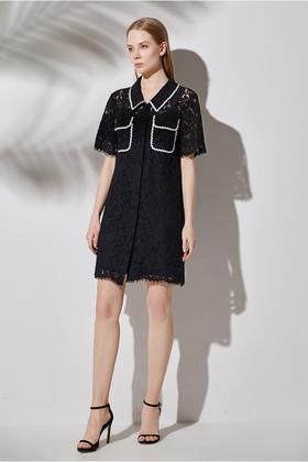 amadella 蕾丝撞色花边蝴蝶领结连衣裙 13093