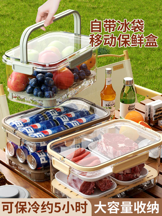 【2500ML容量 赠送冰袋】水果便当盒便携外出冰盒食品级保鲜盒移动小冰箱野餐外带保冷盒子 商品图0