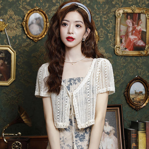 蕾丝镂空防晒开衫，外搭短款小披肩YH 商品图2