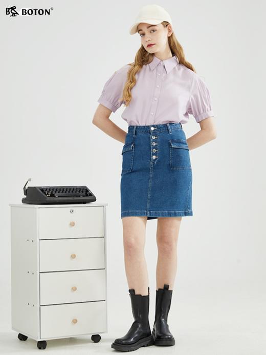 【可拆卸领】波顿春夏女士灯笼袖短袖衬衫高端时尚宽松LS979223 商品图5