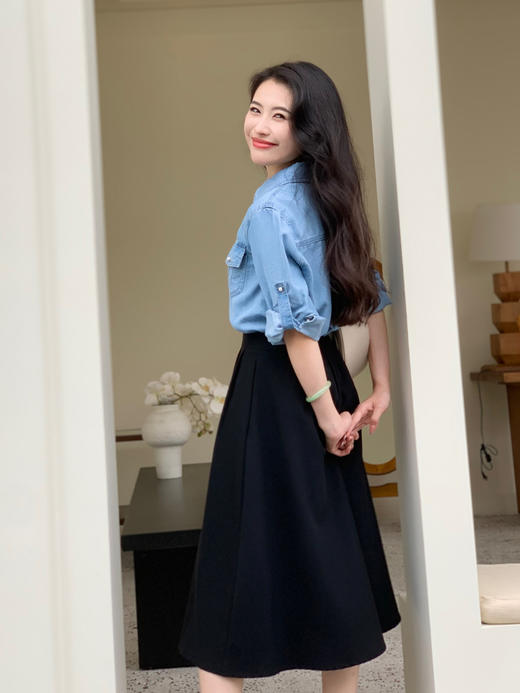 【百图lulu定制】【兰精衬衫】兰精 天丝 牛仔 七分袖 短袖 两穿 牛仔衬衫 商品图10