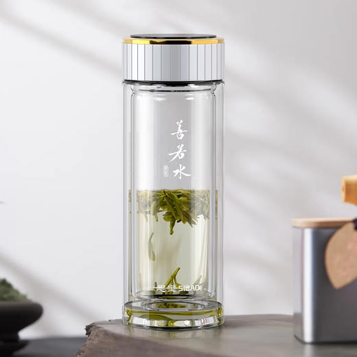 思宝旗舰店善若水1/2/3号双层高硼硅玻璃杯着晶工艺车载便携水杯 商品图2