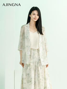 【商场同款】阿菁娜2024夏季新款印花简约夏季西服A29X108027