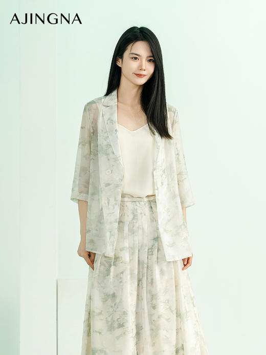 【商场同款】阿菁娜2024夏季新款印花简约夏季西服A29X108027 商品图0