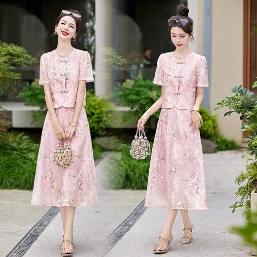 新中式复古高级感，洋气减龄连衣裙两件套HR-MDNMDN8836 商品图3