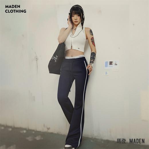 马登美式撞色抽绳微喇卫裤辣妹显瘦休闲裤设计感运动瑜伽裤夏季女 商品图0