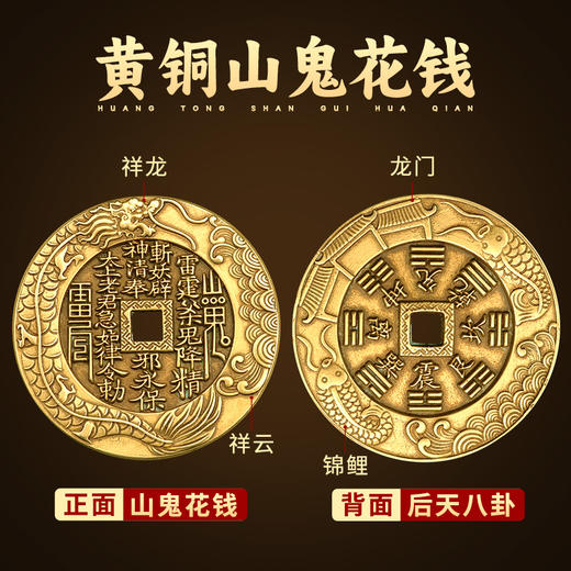 黄铜鱼跃龙门山鬼花钱 商品图1
