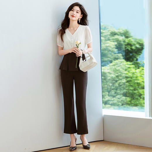 拼色短袖小衫，微喇裤两件套QYM-TB-FD1035-Y 商品图3