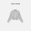 COCO ZONE 通勤风麻料格纹衬衫下摆抽绳设计 23C18882 商品缩略图0