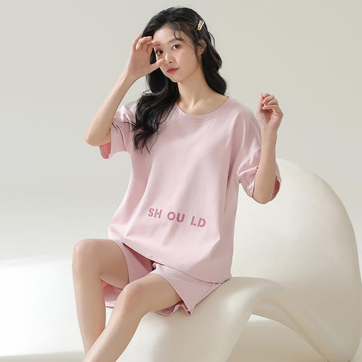 「数款可选！两件套」睡衣女夏季纯棉短袖短裤睡衣女士薄款纯棉短裤纯棉居家内衣服可外穿 商品图1