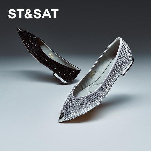 星期六金属尖头气质闪钻单鞋SSC111101Y 商品图0