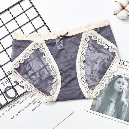 【用心安利，性感无痕蕾丝花边内裤】性感蕾丝镂空女士内裤包臀，轻薄透气亲肤爽滑，复古透视花边春夏网纱女生三角裤中腰QQ 商品图9