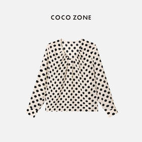 COCO ZONE 新款时尚百搭黑白波点长袖衬衣 23C18297