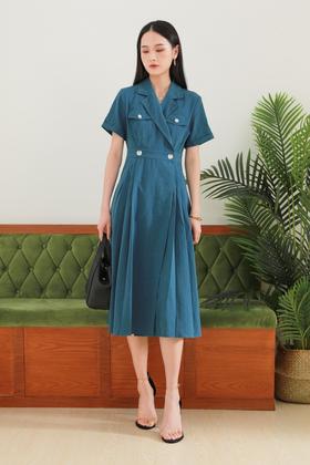 amadella 口袋饰西装领高腰连衣裙 13148
