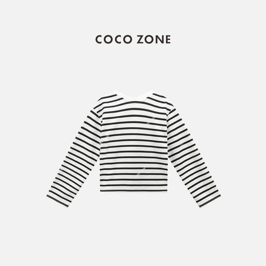 COCO ZONE "简条”100棉条纹长袖针织衫百搭圆领上衣CC2B1112 商品图1