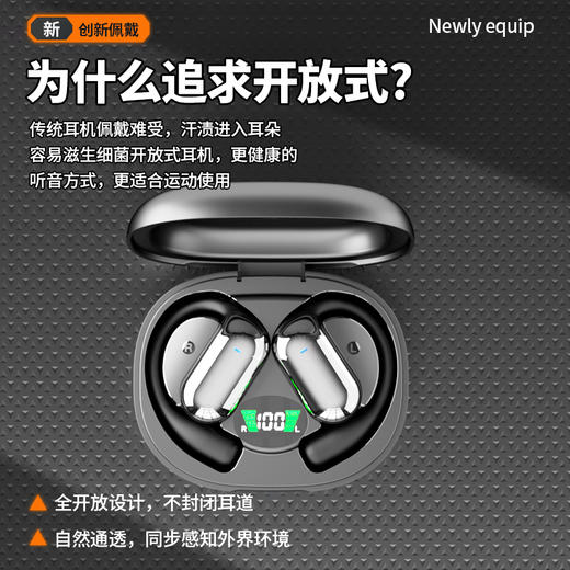 【春夏上新】2024新款鱼赫OD03 OWS开放式90H超长续航狂甩不掉不入耳运动蓝牙耳机 商品图3