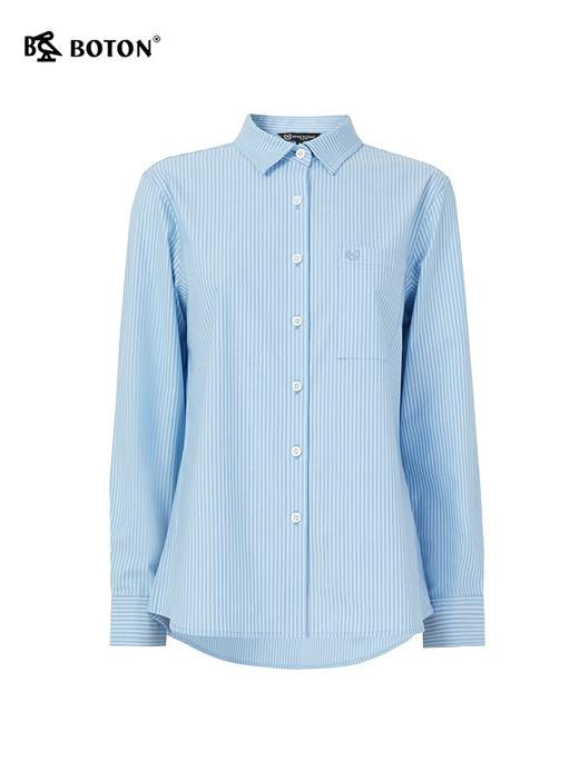 波顿女士春夏经典蓝白色条纹衬衫美式休闲高端衬衣LS003124 商品图4