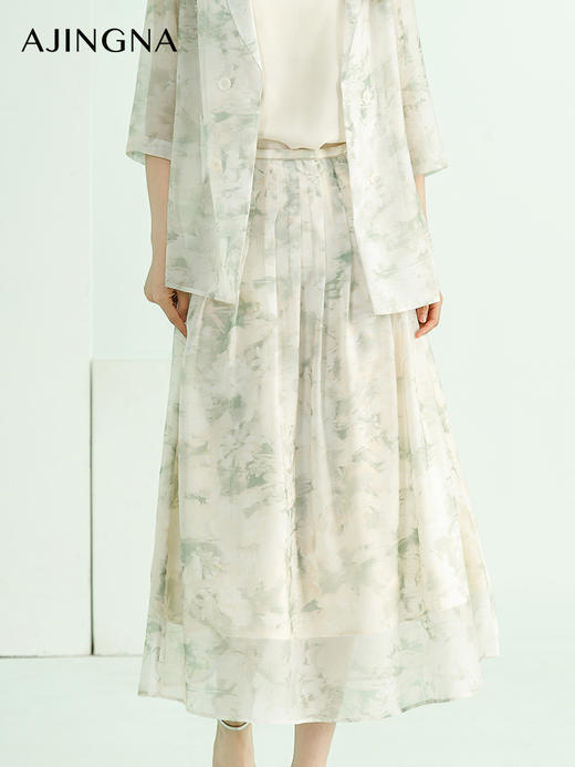 【商场同款】阿菁娜2024夏季新款中长款收褶A字半裙A29X113017 商品图1