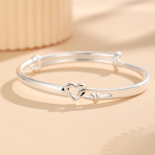 卡蒂罗/KADER 心环相扣手镯 999足银七彩经典爱心造型环扣设计可推拉银镯 简约浪漫百搭吸睛配饰 闺蜜同款送女友 商品图5