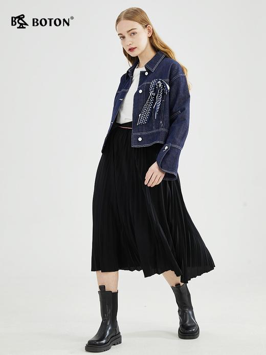 【灵动优雅】波顿年春夏季女士百褶半身长裙高端休闲百搭LK216123 商品图1