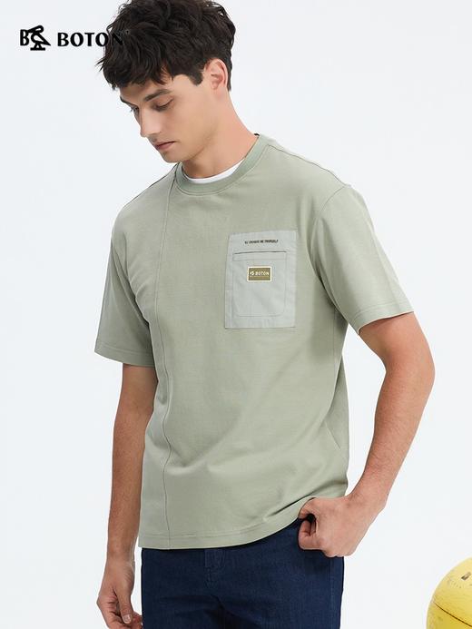 波顿夏季男士冰爽短袖t恤美式休闲设计感小众高端上衣MT009224 商品图1