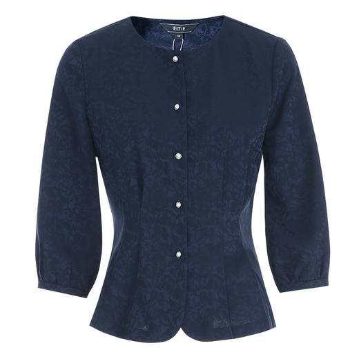 EITIE爱特爱气质高级感中式暗纹大方圆领收腰显瘦上衣秋新款C2409412 商品图5